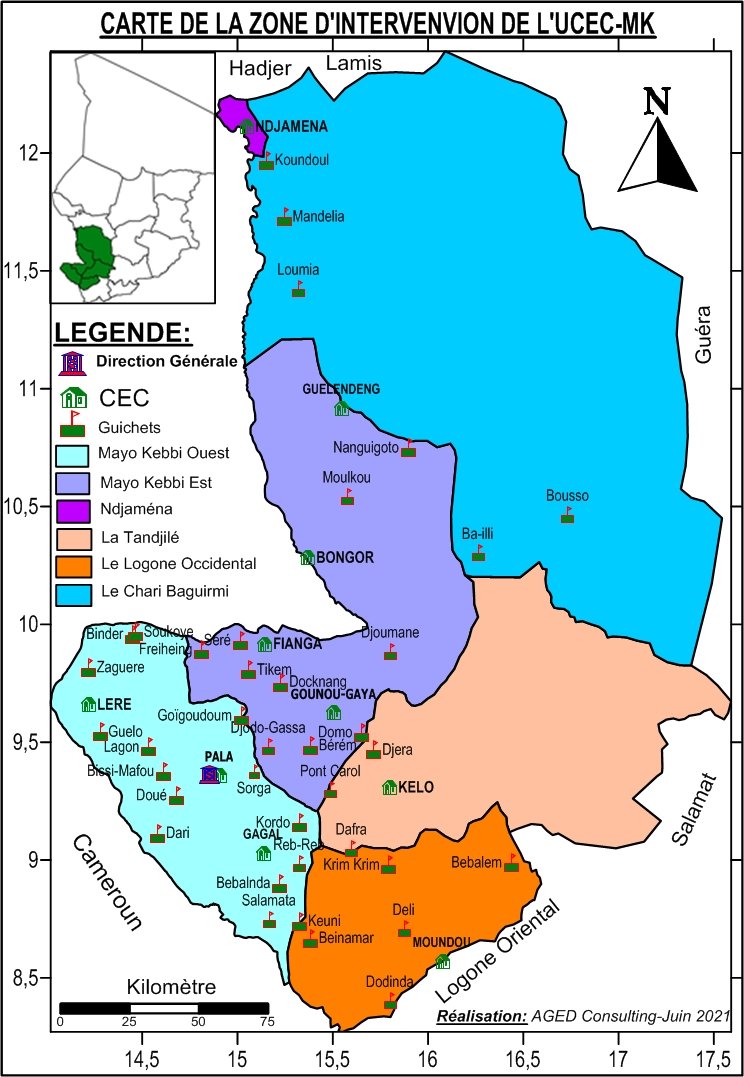 Carte du réseau UCEC-MK au Tchad